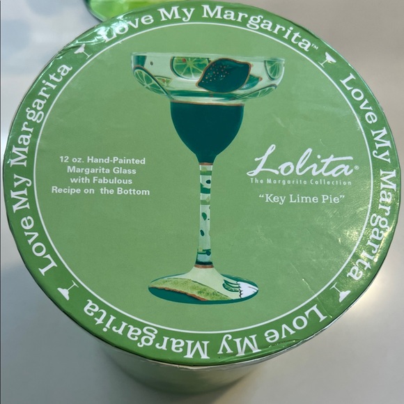 Lolita Key Lime Margarita Glass with Green and Lime Green Accents with Box - Picture 2 of 7